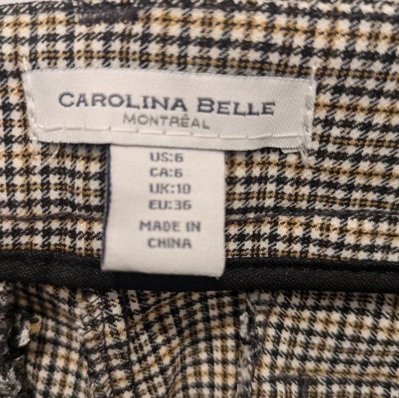 NWT Carolina Belle women's slim trousers, black & tan plaid, size 6 - Picture 7 of 15